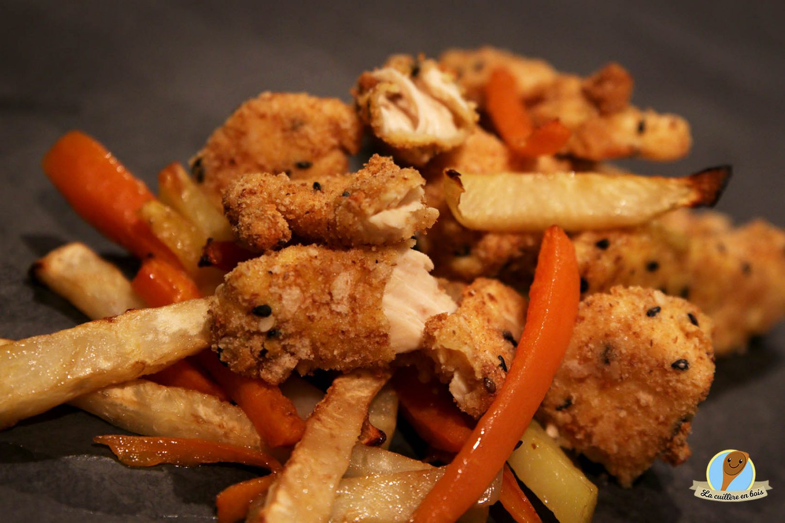 lacuillereenbois.fr-nuggets de poulet et frites de légumes pauvres en matière grasses...